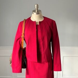 Boss Vibrant Red Blazer Dress Suit